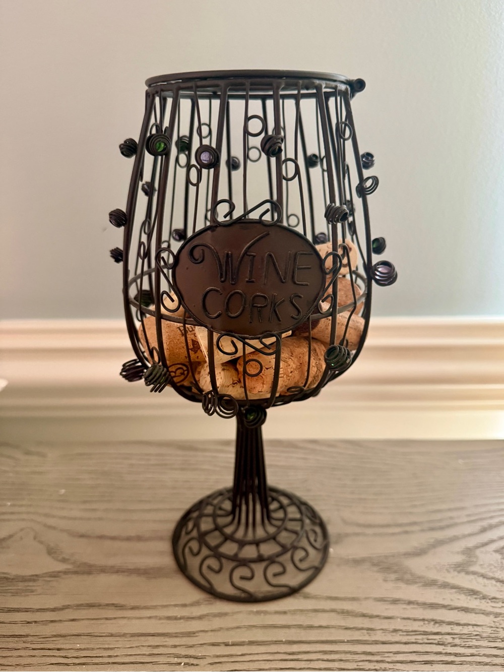 Decorative Wine Cork Holder Metal Goblet Style – 12” Tall